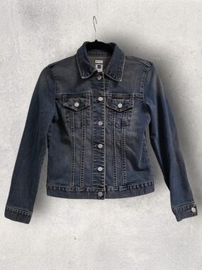 GAP Faded Medium Wash Stretch Denim Jean Jacket Button-down Vintage Wmn's Small